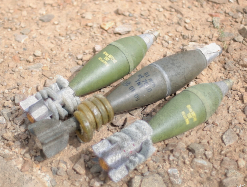 mortars on the ground